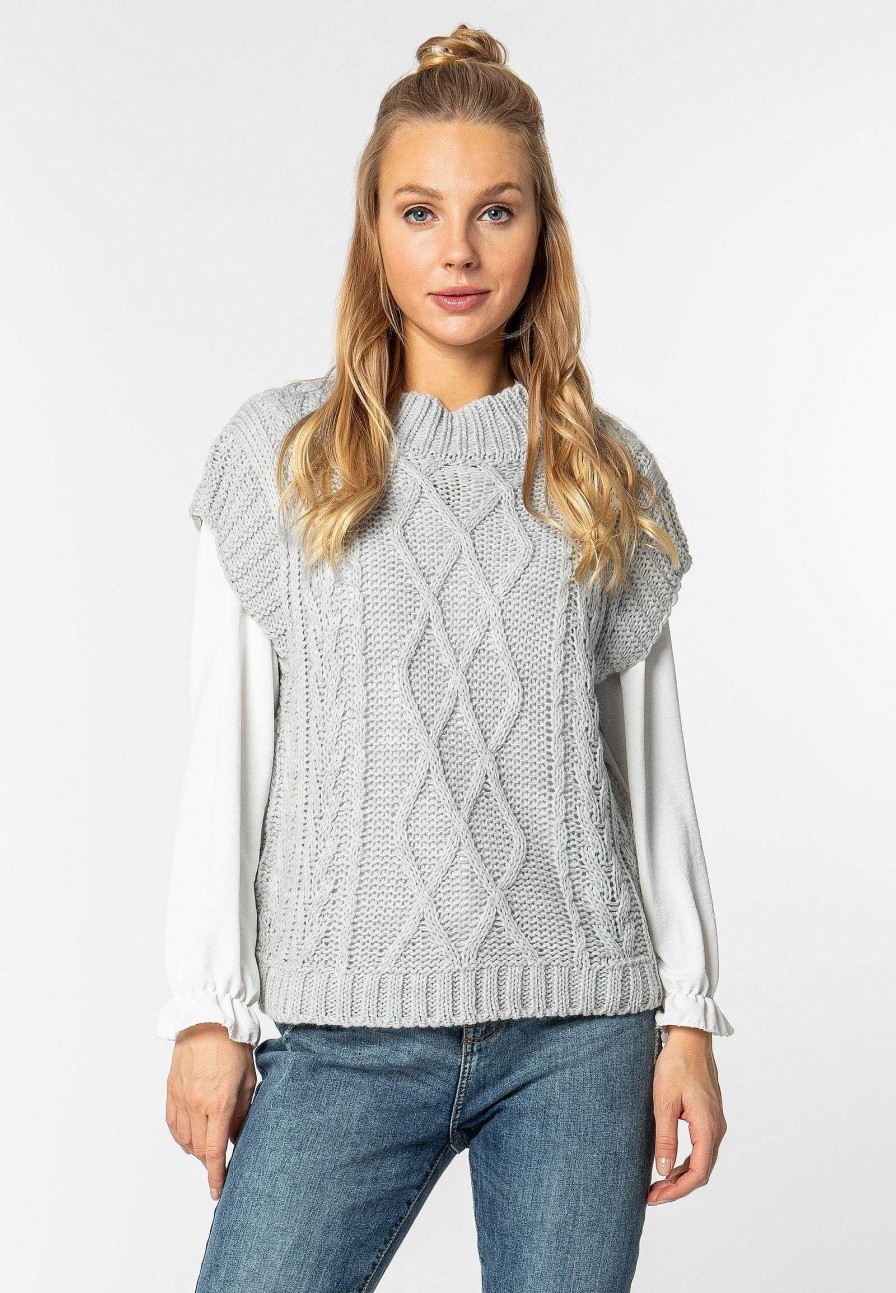 SUBLEVEL Strickpullunder Light Grey Pullover